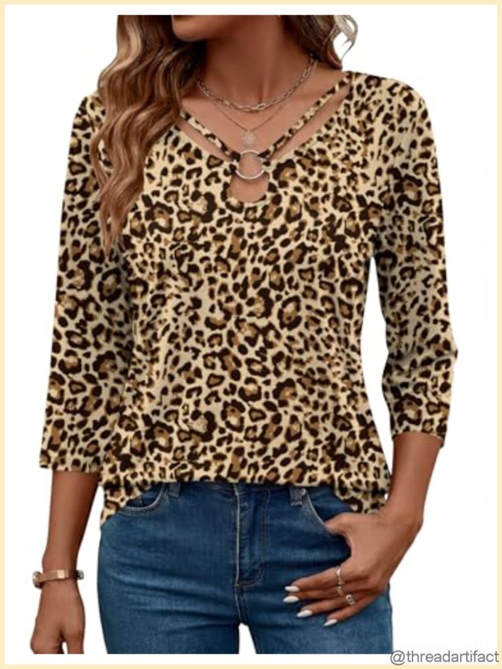 Rapbin Womens 3/4 Sleeve Top Keyhole Neck Dressy Casual Tee - Picture 1 of 6